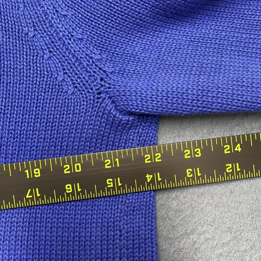 Chaps‎ Sweater Mens Large Blue Crew Neck Tight-Knit Cotton Pullover Classic Logo